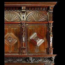 Renaissance carved oak fireplace and overmantel    