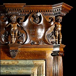 A large English Oak fireplace mantel    
