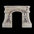 Antique small Baroque fireplace mantel surround inlaid with Italian Pietra Dura marble rambling roses