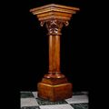 antique Gothic oak wood pedestal