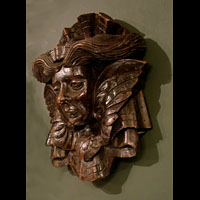 Jacobean Cherub Carved Oak Wall Mask | Westland London