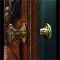 Antique brass door handles.