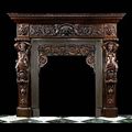Antique Italian renaissance fireplace mantel carved oak.