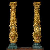Pair Gilded Wood Gilt Corinthian Columns | Westland London