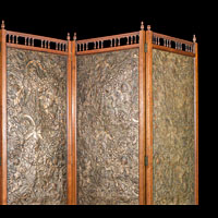 Arts And Crafts Leather Walnut Room Screen | Westland London