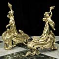 Rococo brass French Antique Fire Dogs | Westland London