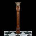Ornate Carved Oak Brass Column Pedestal | Westland Antiques