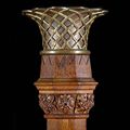 Ornate Carved Oak Brass Column Pedestal | Westland Antiques