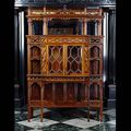 Pair antique Chippendale influence cabinets in rosewood.