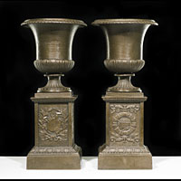 Pair Victorian Cast Iron Small Urns Plinths| Westland London