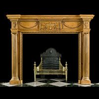 Georgian Style Columned Antique Wood Fireplace | Westland London