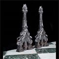 High Gothic Cast Iron Pugin Andirons | Westland Antiques