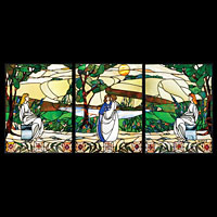 Art Nouveau Stained Glass Triple Window | Westland Antiques