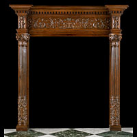 Walnut Wood Renaissance Fireplace | Westland Antiques