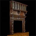 Antique Large Oak Jacobean manner Victorian Fireplace and Overmantel