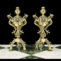 French Baroque Mythical Beasts Brass Chenets | Westland London