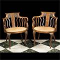 Marquetry Inlaid Pair Boudoir Chairs | Westland London