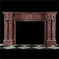 Antique large red marble Languedoc Victorian fireplace mantel