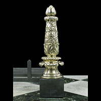 Pair Ornate Baroque Victorian Brass Andirons | Westland Antiques