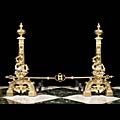 Renaissance polished Brass Antique Andirons | Westland London