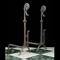 Jacobean Style Tall Antique Iron Andirons | Westland London