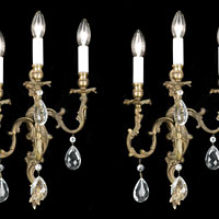 Rococo Glass Brass Four Wall Lights | Westland London