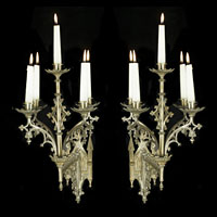 Pugin Silver Plated Gothic Pair Wall Lights | Westland London