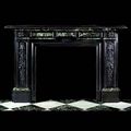 Antique English Victorian Black & Breen Marble Palladian Fireplace Mantel