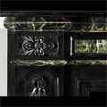 Antique English Victorian Black & Breen Marble Palladian Fireplace Mantel