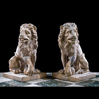 Pair Antique Terracotta Garden Lions | Westland Antiques