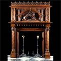 French Gothic Revival Walnut Wood Fireplace | Westland Antiques

