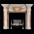 English Georgian Sienna marble antique fireplace mantel.