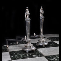 Silver Plated Classical Antique Fire Dogs | Westland London