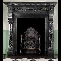 Tall Black Fossil Marble Flemish Fireplace | Westland Antiques