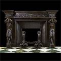 Antique French carved Ebony Wood Satyr Fireplace Mantel