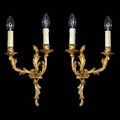 Antique pair Louis XV Fench gilt bronze ormolu wall lights.