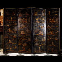 Antique Oriental Lacquered Room Screen | Westland London
