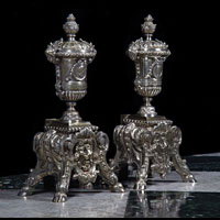 A Pair Baroque style Silver Plated Andirons | Westland London