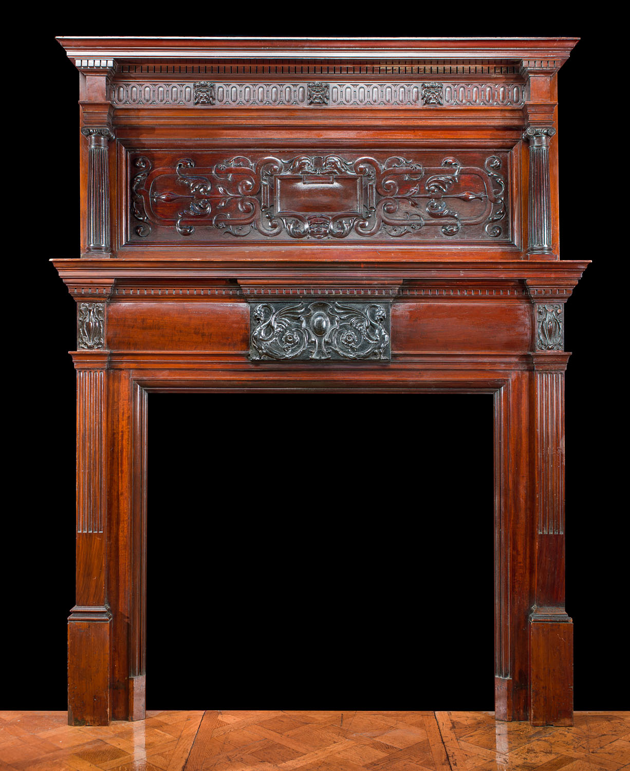 Mahogany Baroque Fireplace Overmantel | Westland London