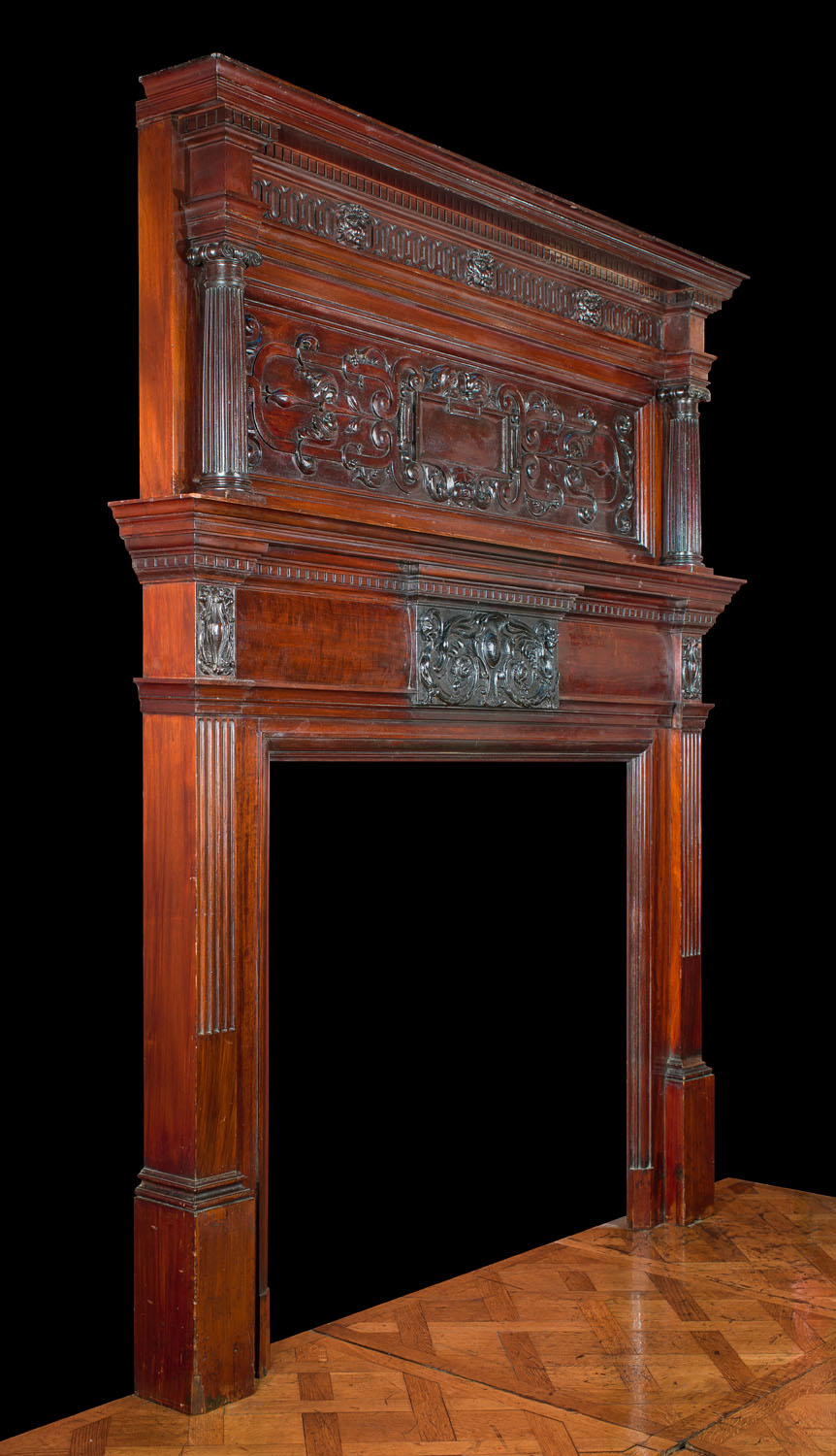 Mahogany Baroque Fireplace Overmantel | Westland London