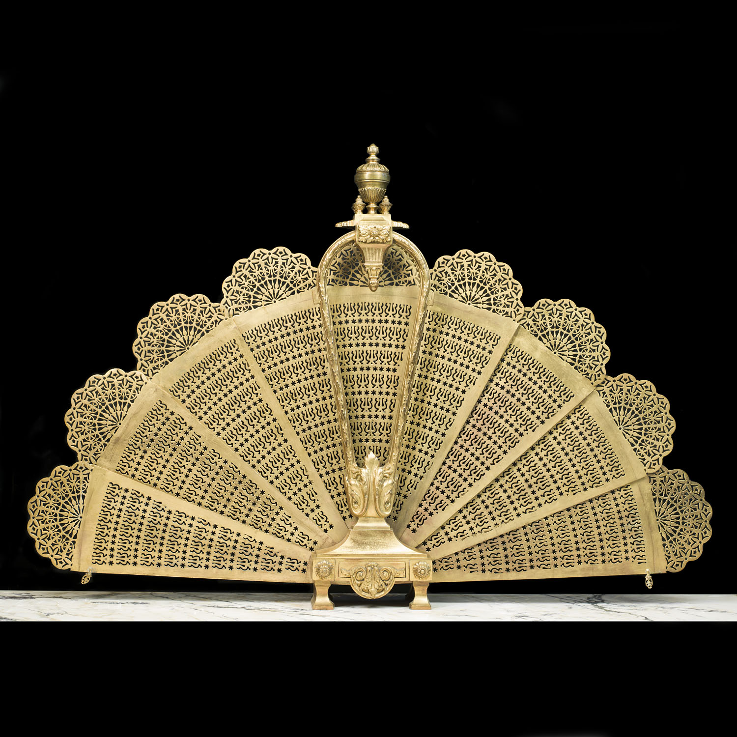 Gilt Brass Peacock Fan Fire Guard