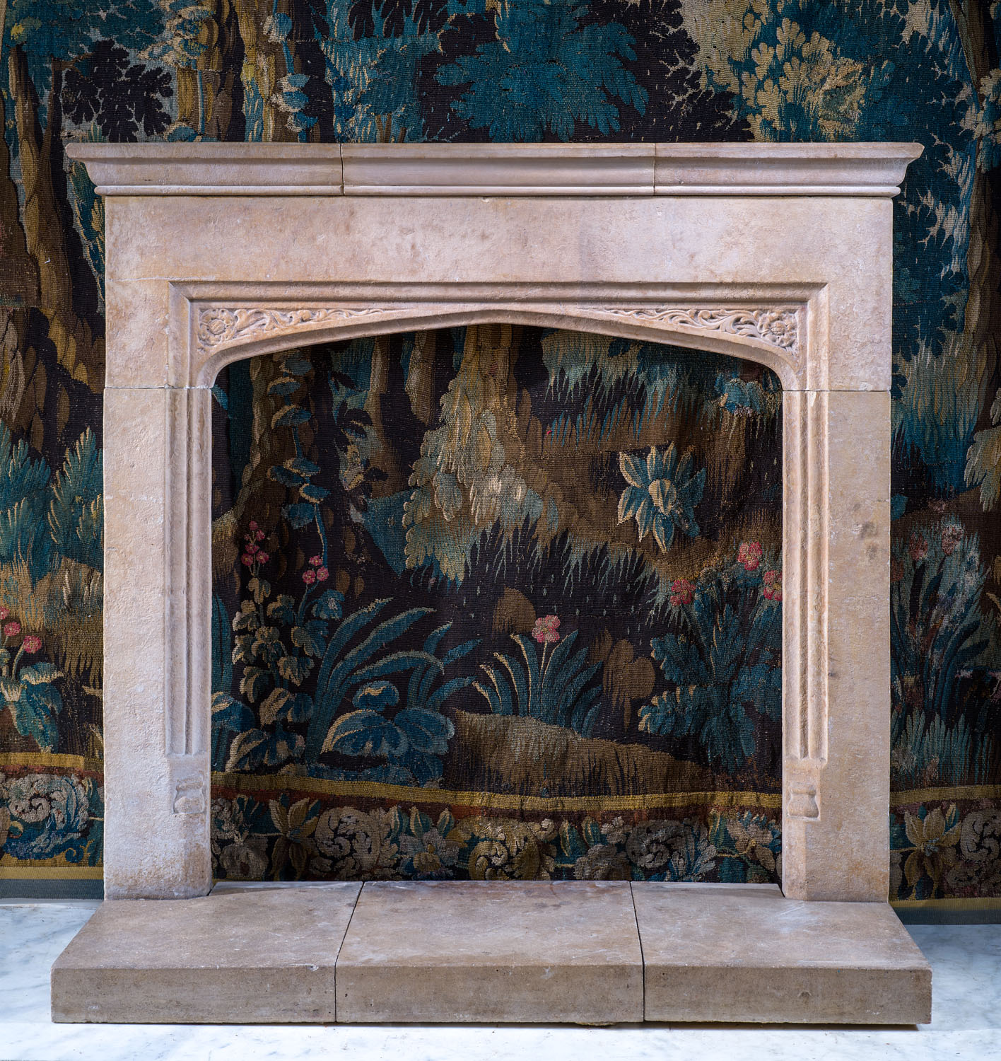 A Fine Tudor Revival Fireplace in Limestone
