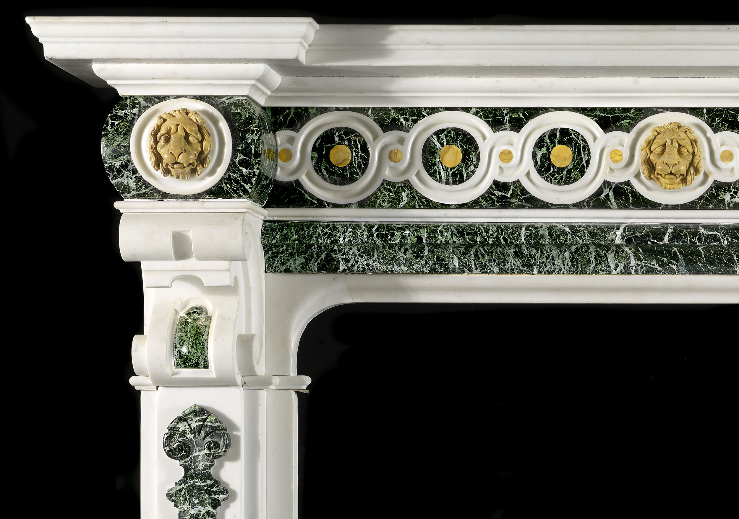 An imposing Palladian style antique marble fireplace