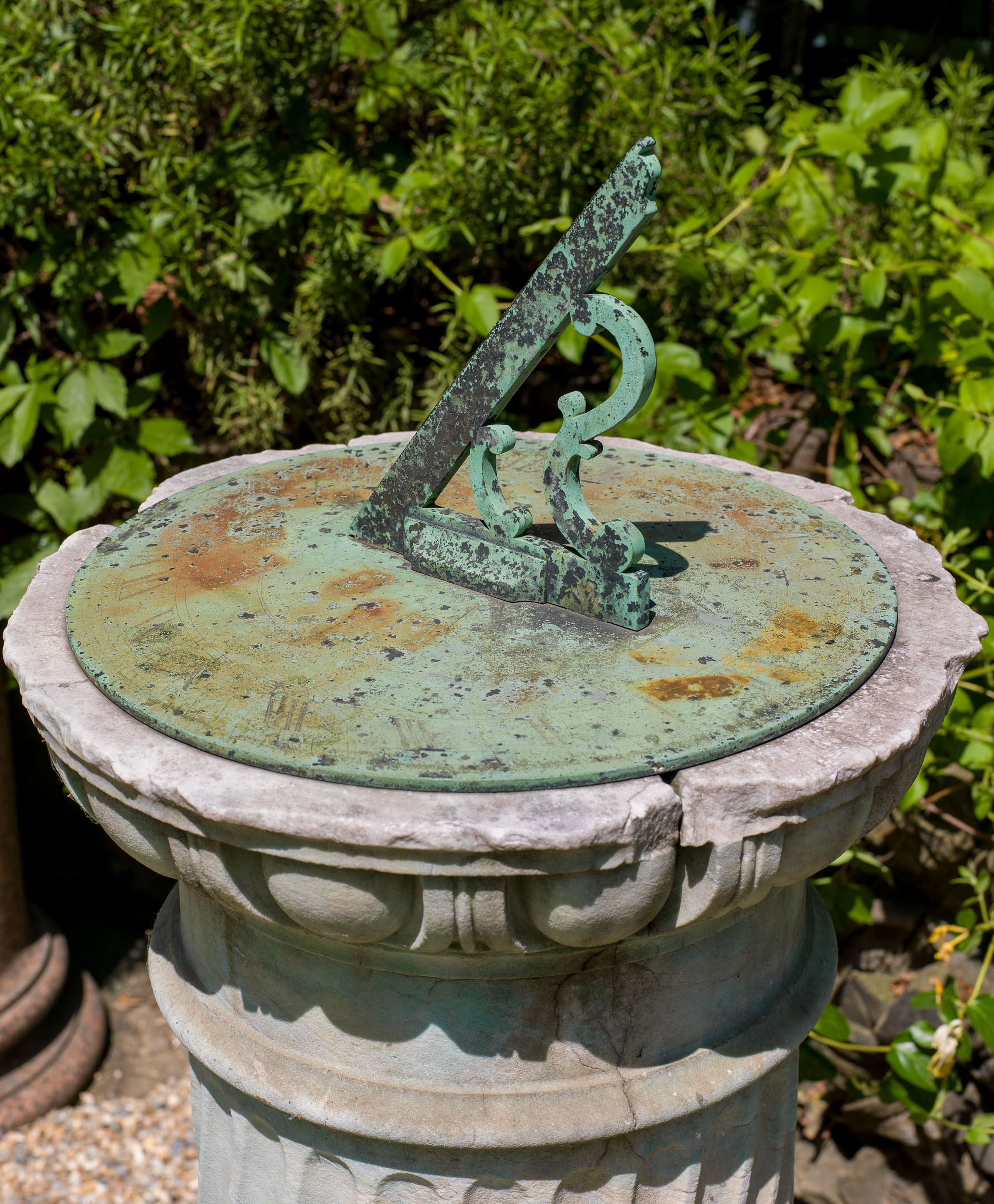An English Regency Statuary Marble sundial and pedestal in the Baroque manner 

