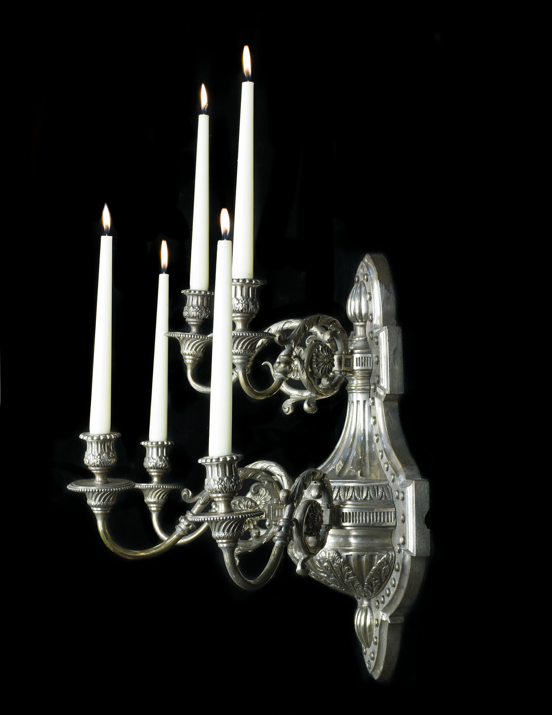 A Large Pair of Nickel Plated Wall Sconces
