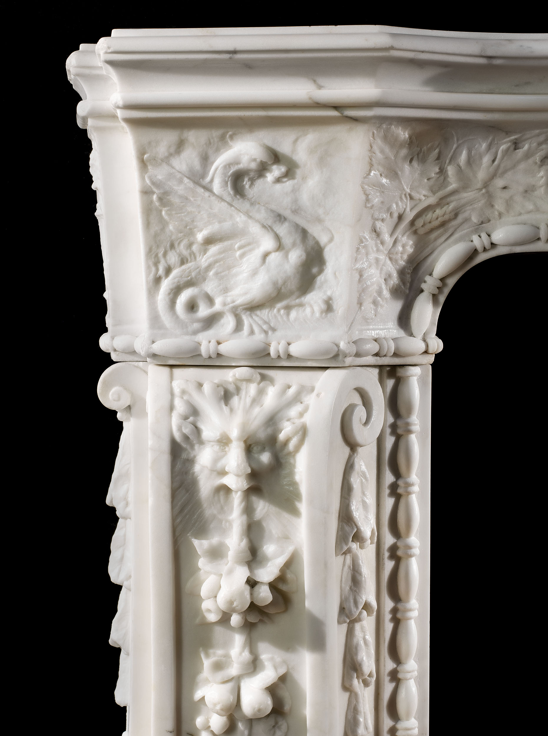 Rare Italian Baroque Marble Fireplace Mantel
