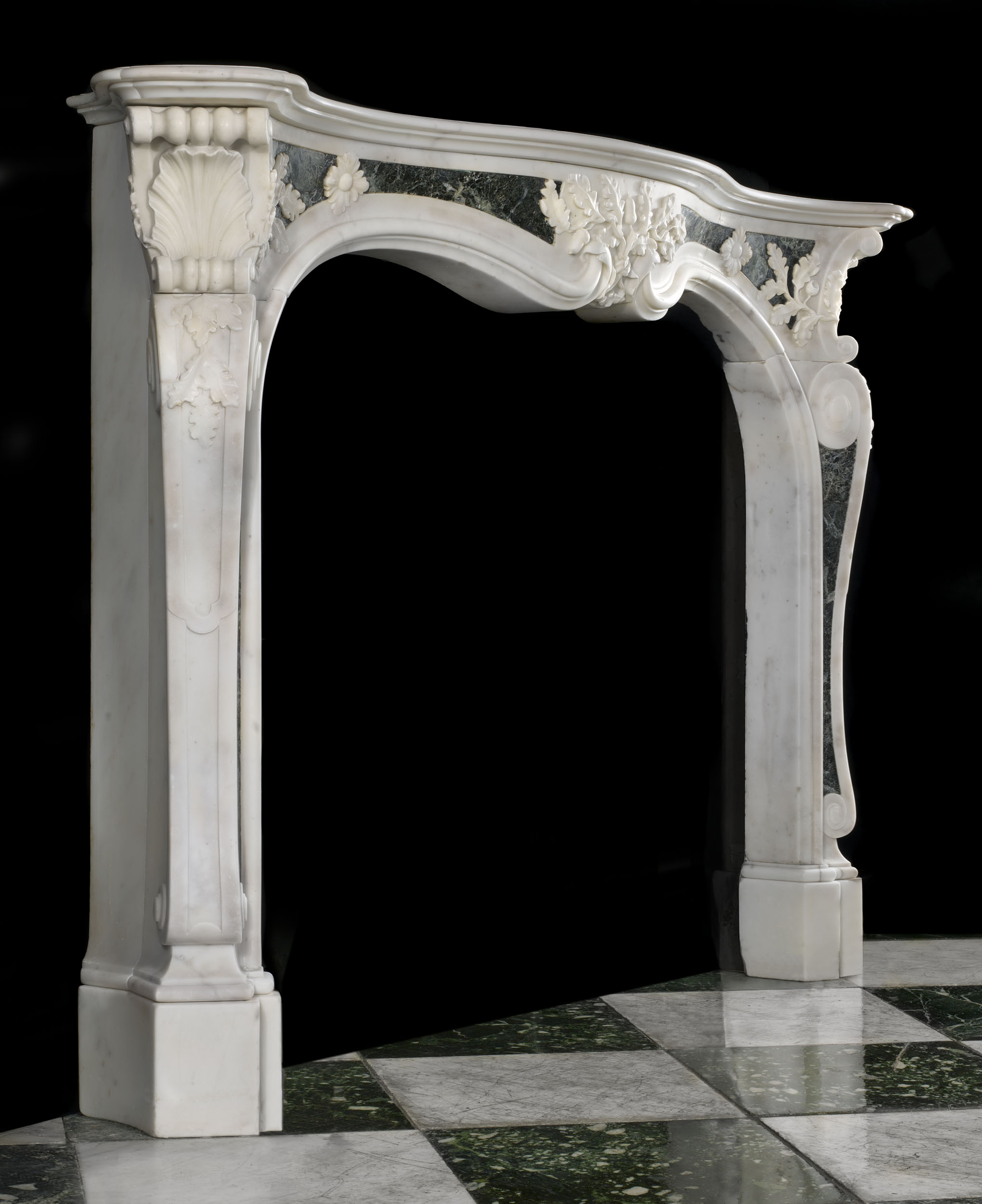 Rare Rococo Statuary Marble Fireplace 
 

