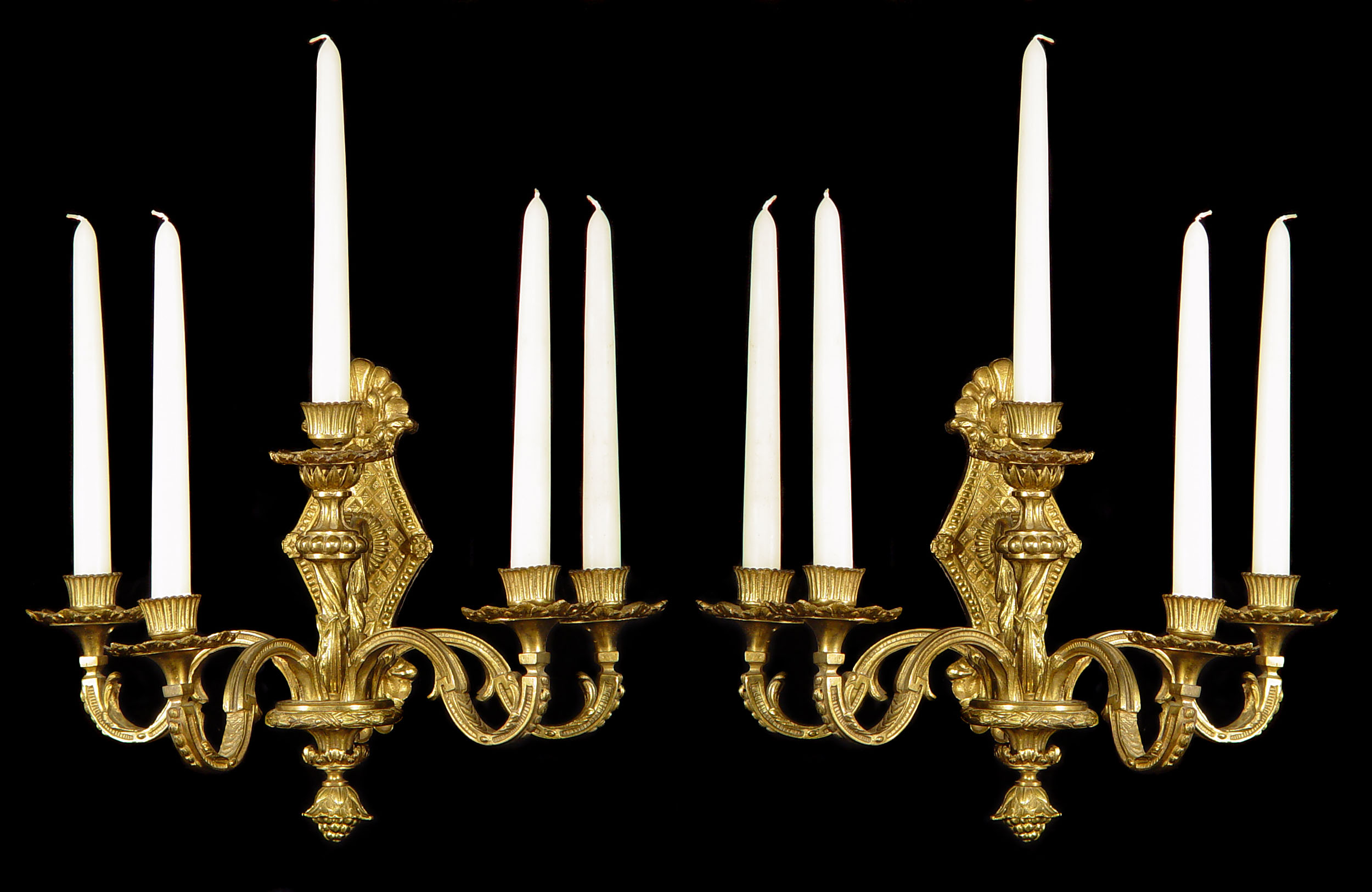 A Pair of Five Branch Louis XIV Wall Lights
