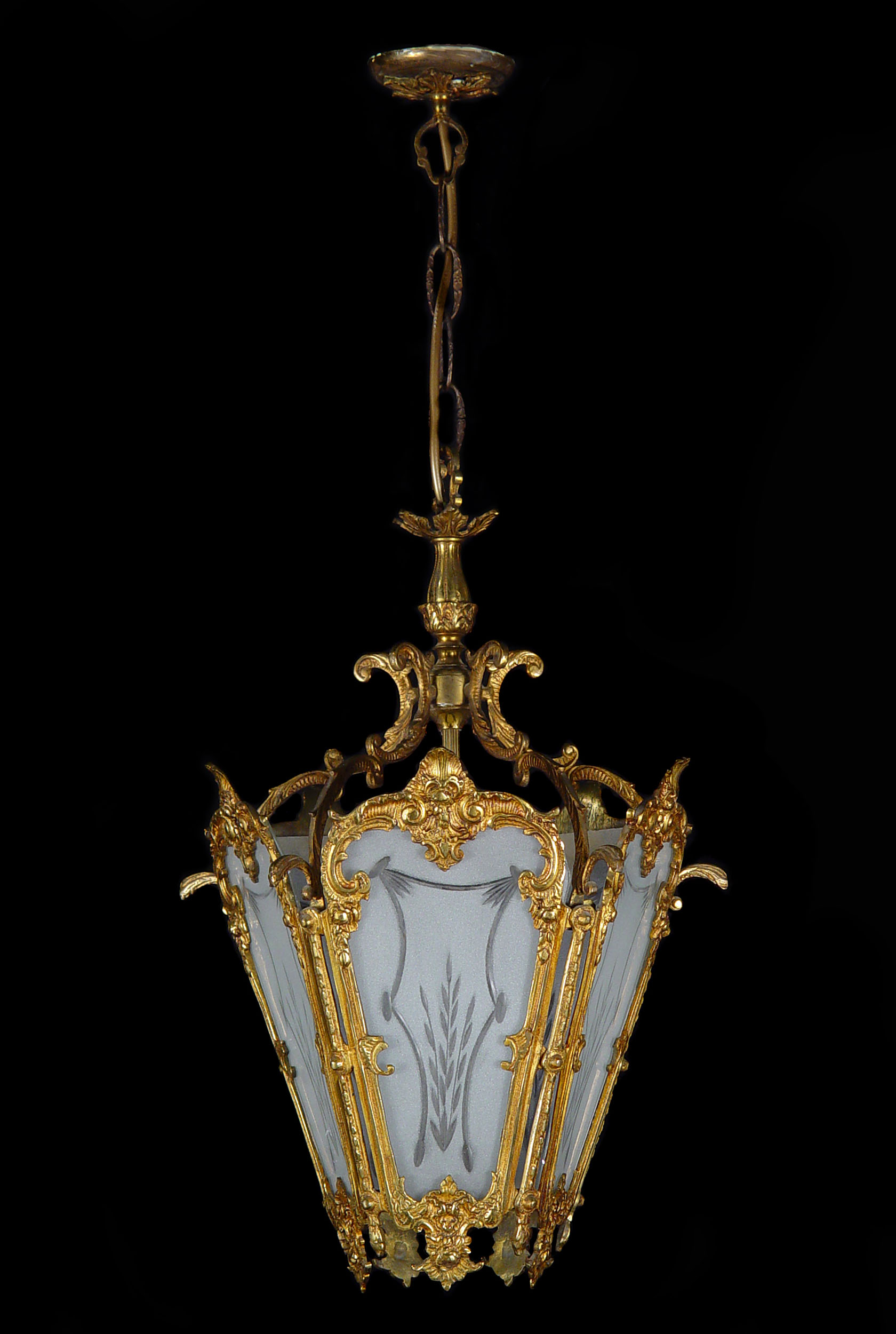 A Louis XVI Style Gilt Brass Lantern
