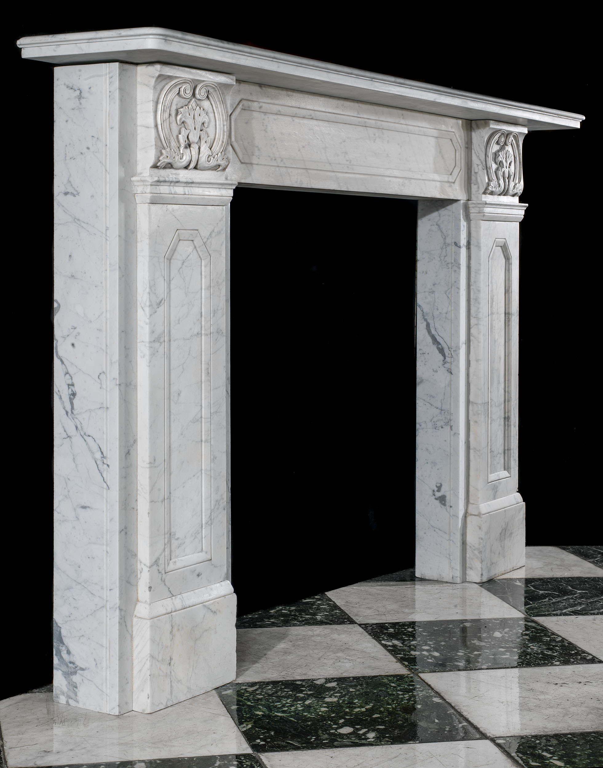A Regency Fireplace in Veined Carrara Marble